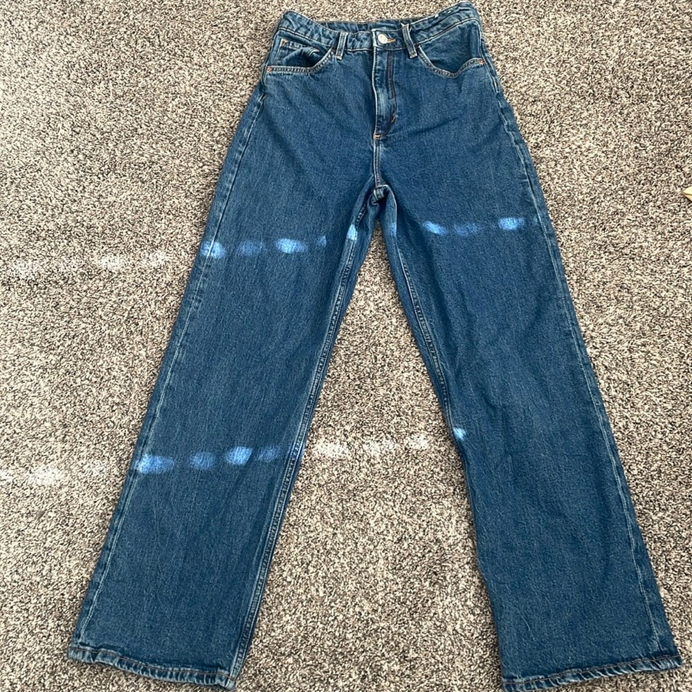 Kids high waist wide leg jeans.